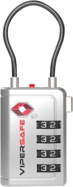 4-Digit TSA-Accepted Travel Lock for Luggage, Bags & Backpacks in Silver